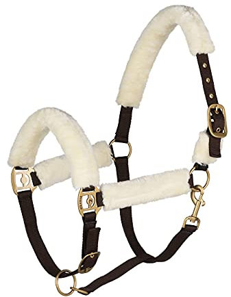 HORZE Lincoln Halfter mit Kunstfell, Braun, P