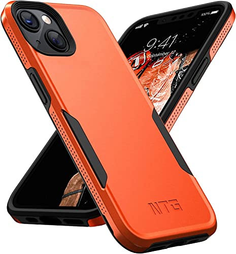 NTG compatible for iPhone 13 and iPhone 14 [2 Layer Structure][Military Grade Anti-Drop] Hard Slim iPhone 13 Phone Case,Shockproof Protective Phone Case for iPhone 14,Orange