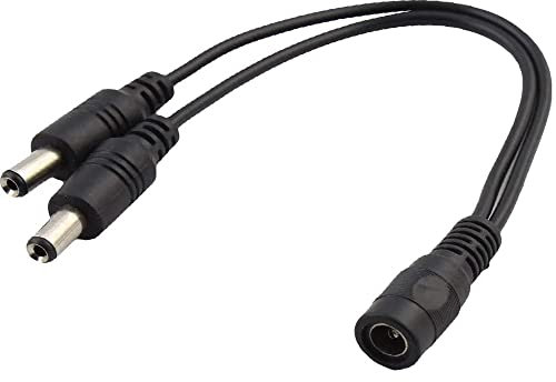 CABLEPELADO Gleichstrom-Splitterkabel, 2-Wege-Gleichstrom, 18 AWG, 15 cm Länge, DC 5,5 x 2,1 mm, maximale Spannung 12 V, geeignet für CCTV-Überwachungskameras, Router, DVR und mehr