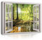 WallArena - Leinwand Bilder - Fensterblick Wald Nebel Landschaft Fenster - 80x60 cm Leinwandbilder Bild auf leinwand Wandbild XXL groß Wandbilder für Wohnzimmer Schlafzimmer Wohnzimmerbilder Modern