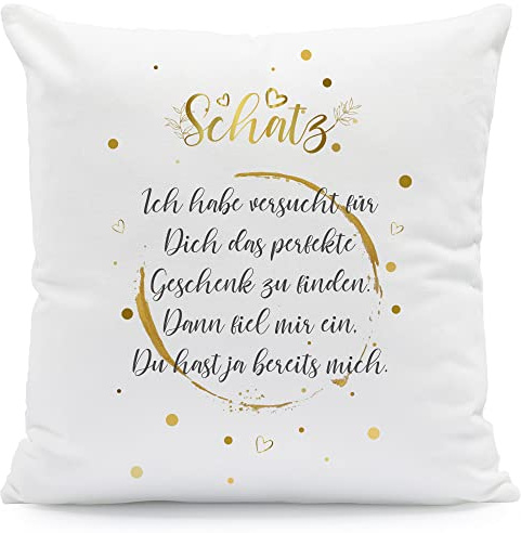 GRAVURZEILE Zierkissen mit Spruch - Ich Habe versucht - bedruckter Bezug mit Reißverschluss - Geschenk für Freunde, Familie & Partner Größe: mit Füllung - Farbe: Schatz (Ich Habe...)