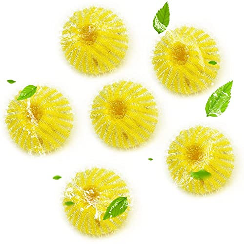 Nylon Laundry Ball, Hair Catcher For Washing Machine, Lint Balls For Washing Machine, Lint Remover Washing Machine, Washing Balls, Removes Pet Hair And Lint, 6 Pieces, Yellow【2022 New】