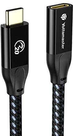 Yottamaster USB3.2 Gen2x2 Extension Cable 0.5m/1.7Ft, 20Gbps USB C Male to Femal Extension Lead PD 100W 4K@60Hz Cotton Braide,Laptops, Display/Monitors