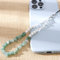Bunte Natürlicher Kristallstein Kies Perle Handykette,Universal Handy Handschlaufe Handy Charm Handgelenk Handy Lanyard Perlen Kette Telefonkette Handyschmuck Schlüssel Taschen Handy Anhänger,Grün