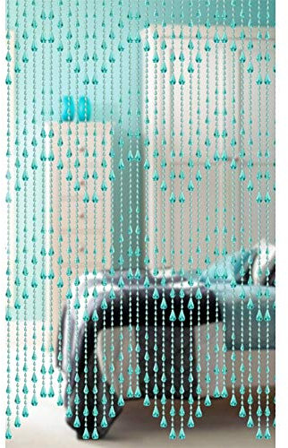 ZHDBD Welle Perlenvorhänge Türen Dekoration Tür Fadenvorhänge Fenster Wandpaneel Raumteiler Acryl Perlenkette Wohnzimmer Schrank, anpassbar (Color : Blue, Size : 125 Strands 100x200CM)