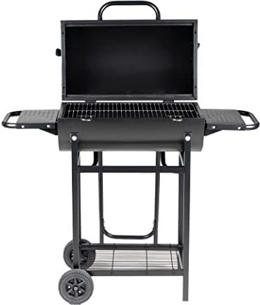 Enrico Coveri Barbecue a Carbone Rettangolare XL Con Coperchio Affumicatore E Struttura in Acciaio, 2 Piani Cottura e 3 Ripiani, Per Terrazzo, Balcone E Giardino