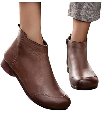 Kobilee Stivaletti Donna Bassi Morbidi Autunnali Invernali Chunky Anfibi con Tacco Eleganti Stringati Cowboy Stivali Calzino Stivaletti Pelle Scamosciati Comode Ankle Chelsea Boots