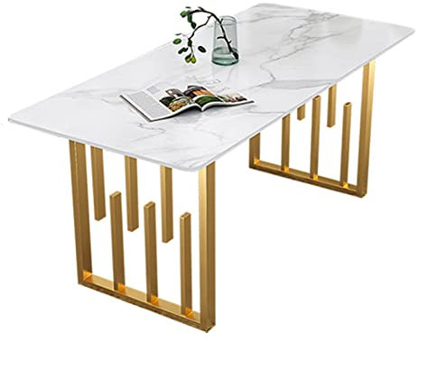 Computertisch Leichter Luxus marmoriert Pc. Laptop-Schreibtisch-Haushaltsbüroschreibtisch mit goldenen geometrischen Beinen modern einfach Pc. Arbeitsplatz Schreibtisch (Size : 160cm)