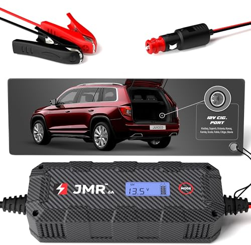 JMR Batterieladegerät für Skoda Kodiaq Superb Octavia Karoq Kamiq Scala Fabia Citigo Slavia Alle Modelle Autobatterie Ladegerät Erhaltungsladegerät Akkuladegerät Erhaltungsgerät (Kein Lithium-Modus)
