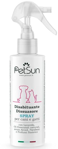 PetSun Disabituante per Cani e Gatti - Repellente - Spray Naturale - Anti Urina e Odori per Interni ed Esterni - 250 ml