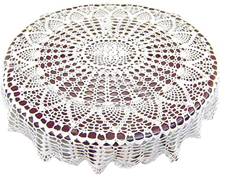 Imtrub Mantel de encaje hecho a mano - Mantel de encaje hueco de algodón - Mantel floral para el hogar, patio, mesa de centro, cocina, comedor