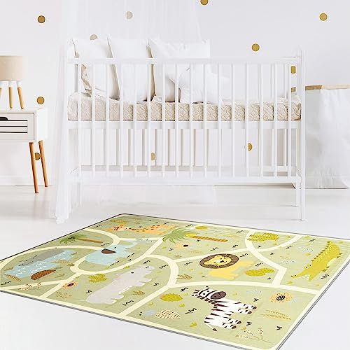 Bilderwelten Kinderteppich Safari - Die große Vielfalt der Tiere Rutschfester Spielteppich Kinderzimmer Teppich 60x40 cm