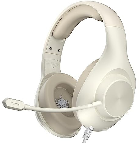 YOTMS Cascos Gaming PS4, Auriculares Gaming con Micrófono, Cancelación de Ruido, Sonido Estéreo, para PC, PS5, PS4, Xbox Series X/S, Switch (Blanco)