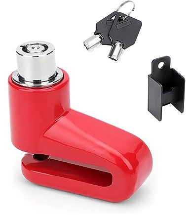 JNNJ Candado De Freno De Disco para Moto, Candado Seguridad Antirrobo para Frenos Disco Bicicleta, Candado Moto Seguridad Robo, Antirrobo Disco Freno para Bicicleta, Motocicleta, Scooters(Rojo)