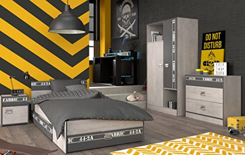 Jugendzimmer Fabric 20 mit Gamertisch 6 teiliges komplett Gaming Zimmer in Esche - Grau von Parisot …