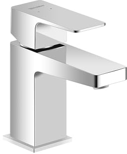 Duravit Manhattan Waschtischarmatur, Größe S (Auslauf Höhe 76 mm), wassersparende Waschbecken Armatur (MinusFlow), Wasserhahn Bad, Armatur Waschbecken, Chrom