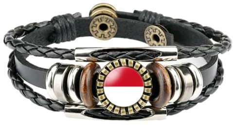 Armband Mit Monaco-Flagge,Mehrschichtig Gewebtes Lederarmband,Lebendiges Armband Mit Monaco-Flaggen-Kunst Für Den Außenbereich,Schmuck,Damenmode Für Unisex-Souvenirs An Besonderen Tagen,Wie Ab