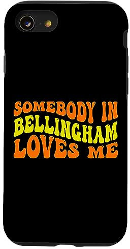 Hülle für iPhone SE (2020) / 7 / 8 Somebody in Bellingham Loves Me in Groovy Wavy Text
