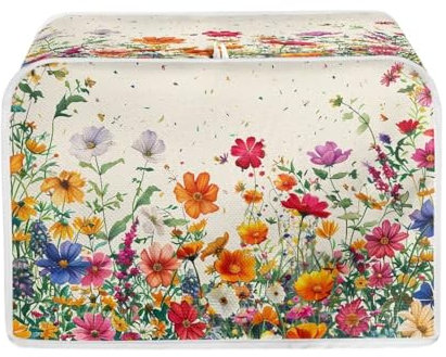 JEOCODY Flower Toaster Oven Cover - Quilted, Fits Most 4 Slice Toasters & Microwaves, Women's Gift