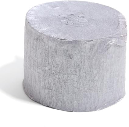 Hrlace 2 Rollen Krepppapier Bunt 18 Farben DIY Floristenkrepp Regenbogen Kreppbänder Krepppapier Luftschlangen Karneval Deko für Hochzeits & Partys & Feiertag(4.5 cm x 25 m) Silber