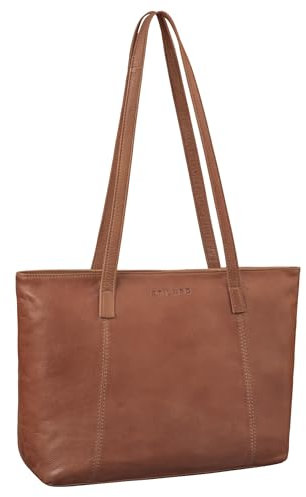 STILORD 'Tina' Shopper Tasche Damen Groß Leder Tote Shopper Bag Schultertasche Vintage Handtasche Echtleder Tragetasche mit Reißverschluss für jeden Anlass, Farbe:mocca - dunkelbraun