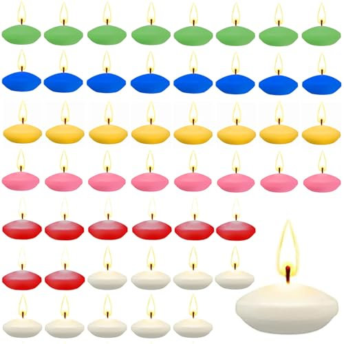 Velas Flotantes para Agua, 50 Piezas Velas Flotantes Inodoro, Velas Flotantes para Piscina Utilizado para Bodas, Piscinas, Spas, Bbañeras, Cenas del Día de San Valentín, Decoraciones Navideñas