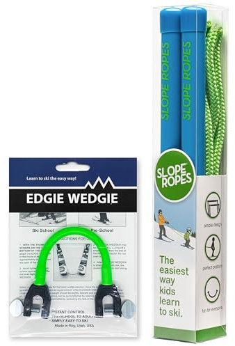 Edgie Wedgie - Das Original Kids Skispitzenverbinder (blau/grün – Kombi-Pack)