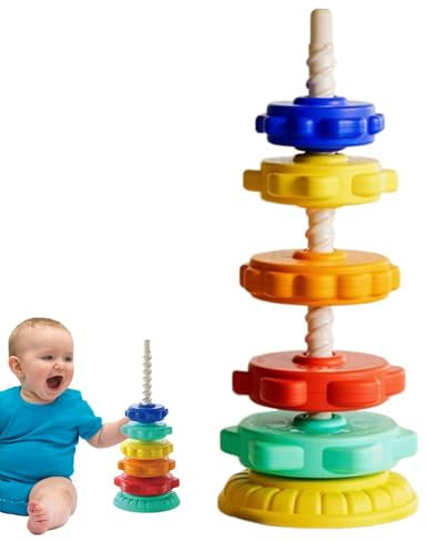 Regenbogen Stapelturm - Stapelbares Lernspielzeug, Stapelringe für Kinder | Sensorisches Lernspielzeug für und Mädchen von 1 bis 3 Jahren | Lustiges int-Spielzeug