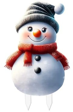 Weihnachtsstecker Schneemann Figur Gartenstecker 2D Flache Holzstecker Weihnachtsdeko Niedlich Schneemann Dekostecker aus Holz Gartenzaun Stecker Zaundeko Holzdeko Weihnachten Gartendekoration (B)