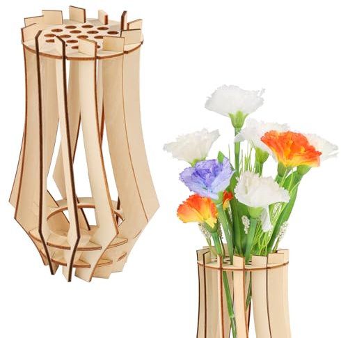 Gosknor Wooden Vase for Lego Flowers, Vase for Flower Bouquet Building Set Wooden Puzzle Flower Vase Flower Display Stand for Lego Flowers