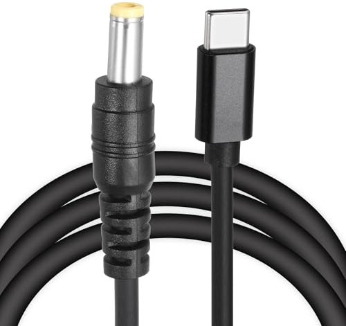 sourcing map 2 Pcs 5FT USB C to DC PD Power Fast Charging Cable, 5.5mm x 2.5mm 65W/12V DC Power Cable, Type C Input 3A Adapter Jack Converter for Router, Camera, TV Box, Desk Lamp(Black)