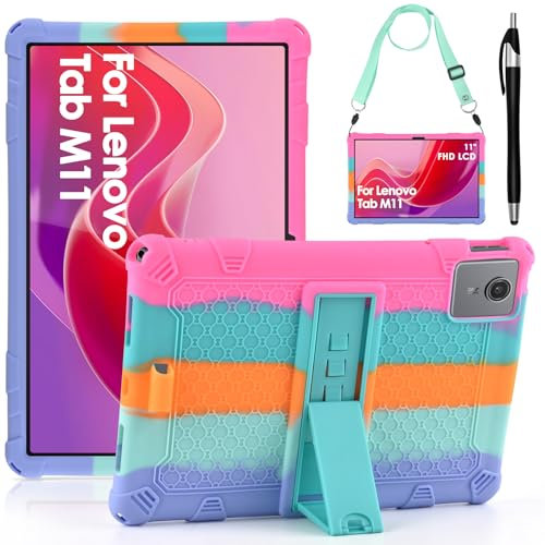 KATUMO Silicone Case for Lenovo M11 Tablet 11 inch(TB-330FU), Soft Rubber Cover with Stylus Pen Shoulder Strap, Kids Case Compatible with Lenovo Tab M11 2024 / LENOVO Xiaoxin Pad 2024