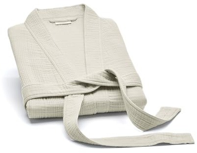 BOLL & BRANCH Dream Robe - Mist, Large - 100% Organic Cotton - Ultra Soft, Lightweight, Breathable, and Pre Shrunk - Unisex, Deep Side Seam Pockets, and Adjustable Self-Tie Belt