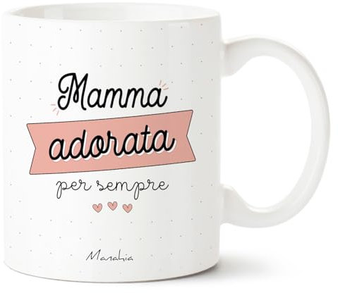 Manahia - Tazza mamma - Mamma adorata per sempre | Scatola regalo in kraft | Regalo per mamma, mug mamma, amore mammina, Festa della Mamma