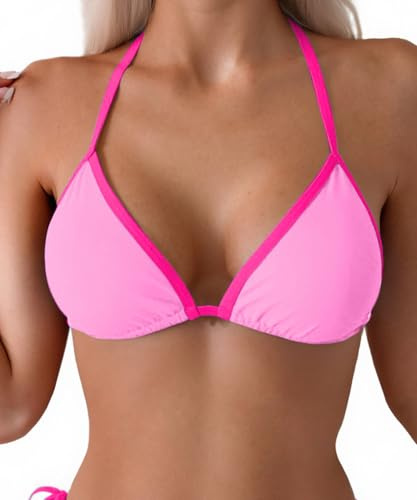 Tainehs Maillot de Bain Sexy pour Femme avec String à Nouer sur Les Deux côtés, Rose, Taille M