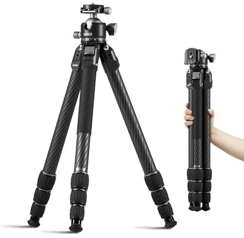SIRUI Professionelles Carbon Fiber Stativ mit 43mm Flachkugelkopf, Max. 128cm Höhe, 20kg Traglast, Ultra-stabil für DSLR, Spiegelreflex, Video, AM-284S+G1, Leicht und Kompakt
