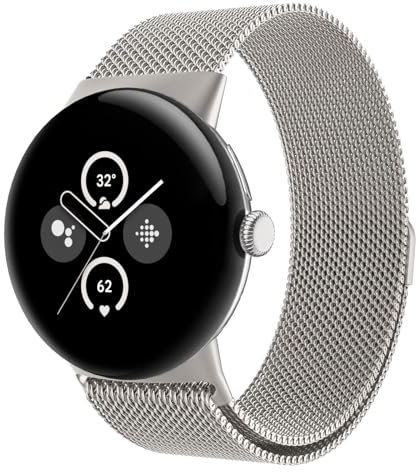 Astorgos Metall Armband Kompatibel mit Google Pixel Watch 1/2/3 41mm, Magnetisches Edelstahl Ersatzarmband Uhrenarmband für Damen Herren, Sternenlicht