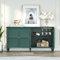 MROJISC Commode verte avec étagères à verres à vin, buffet armoire avec 4 portes, armoire d'accent en bois mid-century, commodes modernes et buffets pour salon, salle à manger, cuisine