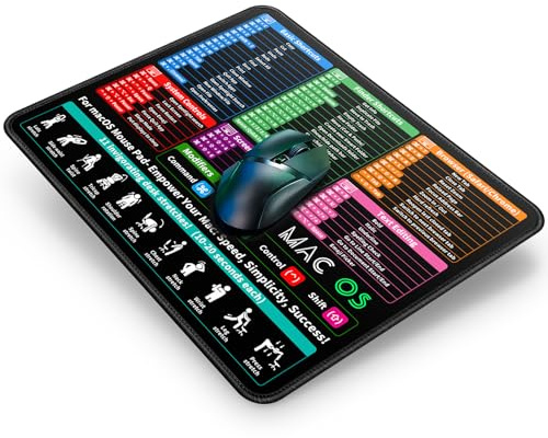 Excel Cheat Sheet Mouse Pad 11.8x9.8 Small Mouse Pad for Mac OS Shortcuts | 3mm Portable Shortcuts Mouse Pad Spreadsheet Keyboard Computer Mat with Spill-Proof Stitched Edges Anti-Slip for Office Home