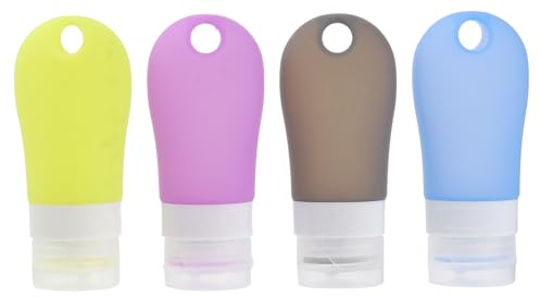 Veemoon 4pcs Bouteille Vide Bouteille Distributrice Flacon D'émulsion en Silicone Réutilisable et Portable pour Voyages et Camping Couleur Aléatoire