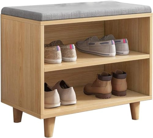LFONDIGE Schuhbank für den Eingangsbereich, Aufbewahrungsbank fürs Fußende des Bettes, Schuhbank mit Sitzbank und Ablage, Eckbank für Veranda, Kleiner Schuhwechselhocker (Größe: 43 x 30 x 45 cm)