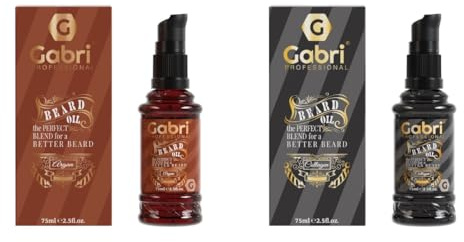 Gabri Professional 2 x Beard Oil |Bartöl Collection-Set je 75 ml | ARGAN OIL & COLLAGEN | Pflegeöl für Männerbart