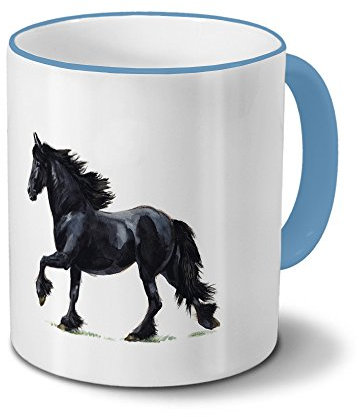printplanet Pferdetasse Friese - Tasse mit Pferdebild Friese - Becher Hellblau