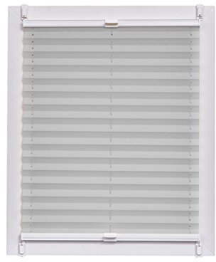 Sunlines Plissee Made in Germany, Tageslicht, Crepes Uni Klemmfix, Weisse Schiene, 130 x 150 Plissee, Stoff, Grau, 130 x 2.3 x 150 cm, 1 Einheiten