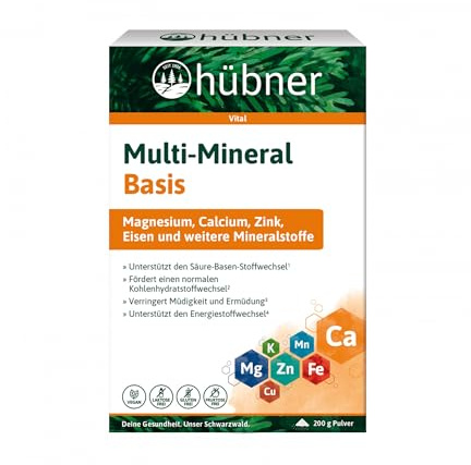 Hübner Multi-Mineral Basis (200 g)| basische Mineralstoffmischung für Säure-Basen-Haushalt & Vitalität | mit Magnesium, Zink, Eisen & Spurenelementen | vegan & laktosefrei