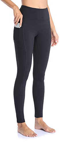 Ollrynns Sport Leggings Damen High Waist Leggins mit Taschen Bauchweg Blickdicht Fitness Gym Leggings Lange Yogahose Sporthose CA166(Schwarz M)