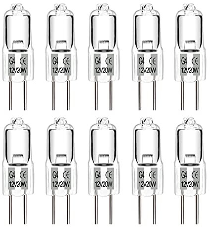 SCNNC G4 Halogen Leuchtmittel 12V 20W Dimmbar 300LM Warmweiß 2700K, Halogen Stiftsockel 10W 12V G4 Bi-Pin-Basis G4 Klare Kapsel, G4 10W Halogen für Küchen, Kronleuchter, Schlafzimmer, 10 Stück