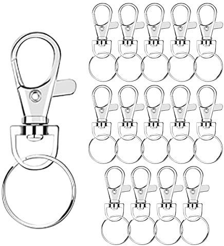 Porte-clés, Anneaux Porte Clef, Crochet,Attache Porte-clés,Fermoir Mousqueton Pivotant,Métal Pivotant Keychain,Bricolage Accessoires pour Lanières Bijoux