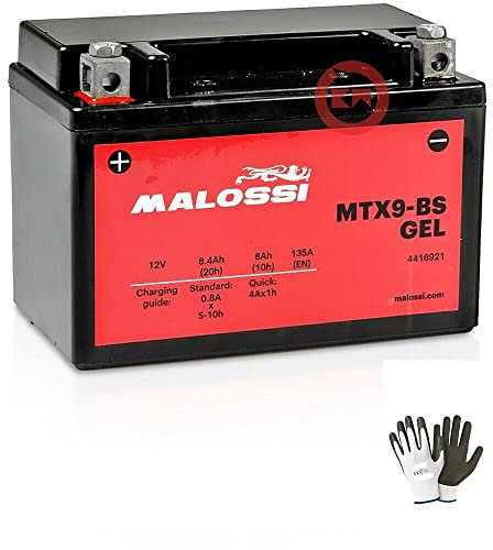 COMPATIBLE WITH KAWASAKI Ninja (EX400GGDA) 400 from 2018 to 2022 BATTERY ALREADY FOR USE MALOSSI MTX9-BS IN GEL ACTIVATED IN THE FACTORY BATTERIES 8AH 12V