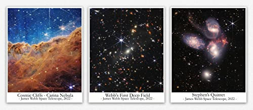 WallBUddy James Webb Weltall Telescopio Posters - Cosmic Cliffs Carina Nebula First Deep Field Stephen'S Quintet Oficina Decoracion Hogar Telescopios Astronomicos Displate Wandposter (28cm x 36cm)